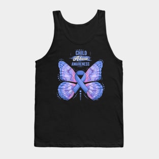 Child Abuse Prevention Awareness Month Blue Ribbon gift idea Tank Top